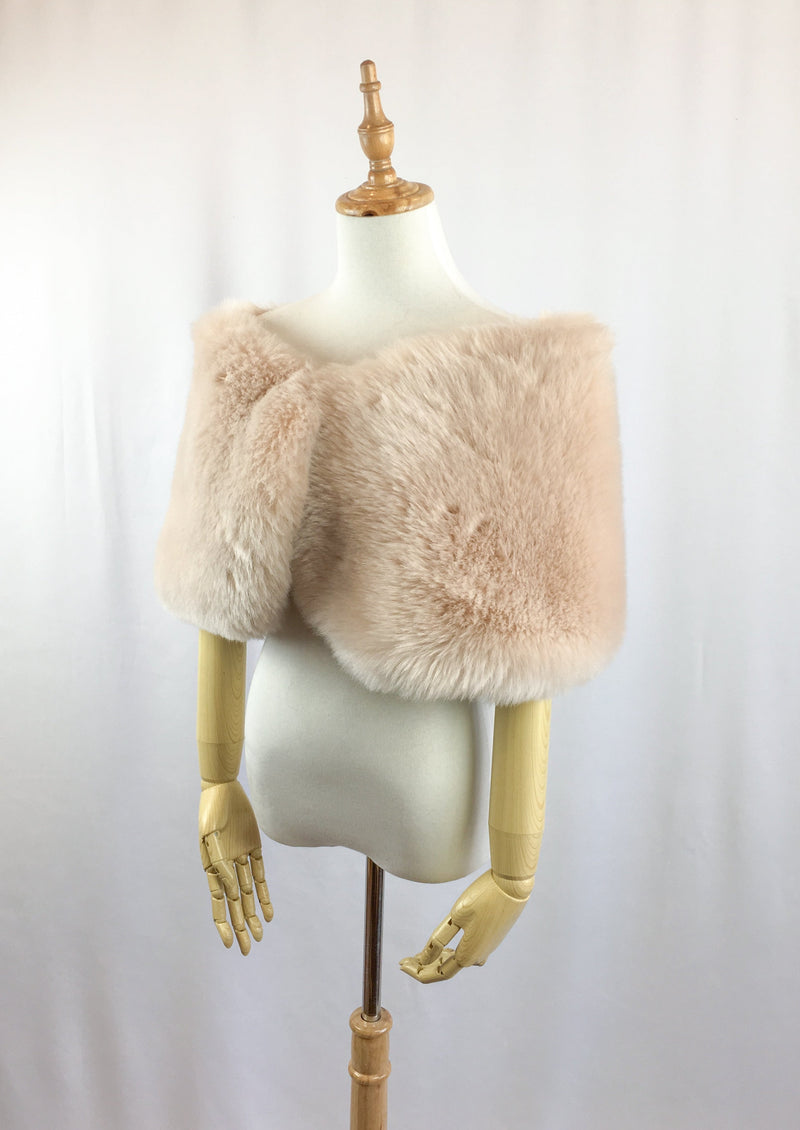 Blush / Beige Fur Wrap (Serena Blu01)