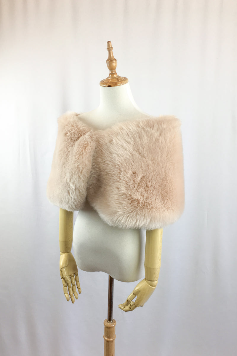 Blush / Beige Fur Wrap (Serena Blu01)