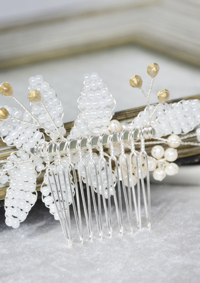 Gold / Silver Pearl Bridal Hair Comb