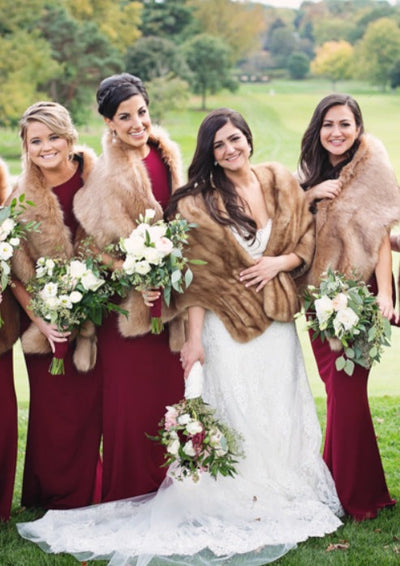 burgundy dress with fur shawl Brown (Lilian LBrw03) Medium I will refund 50%