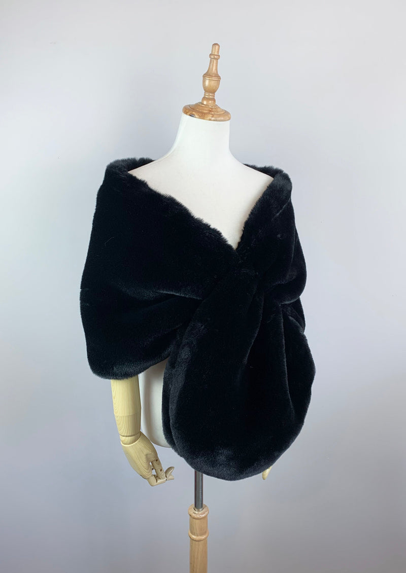 Black Faux Fur Bridal Cape (Audrey Blk05)