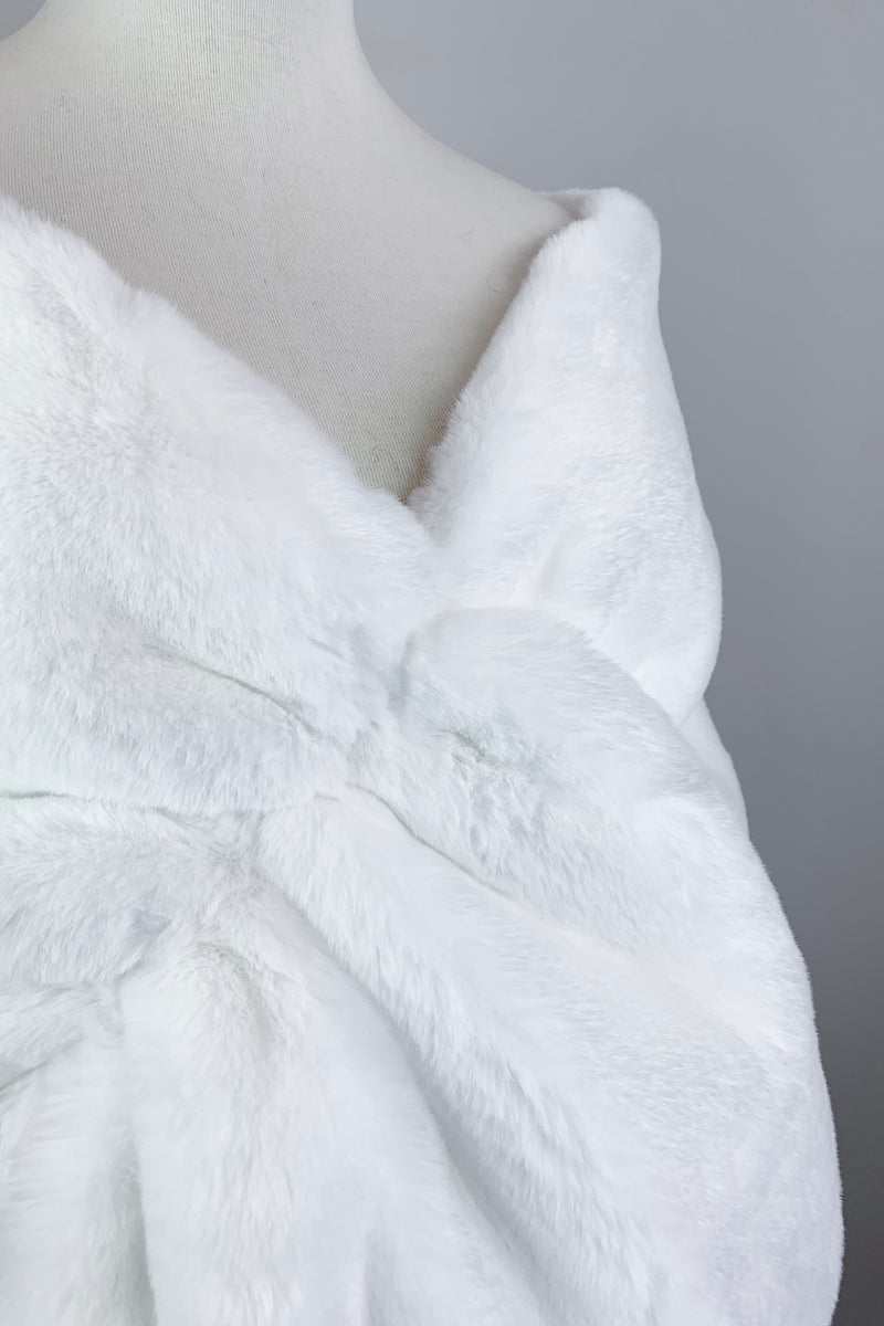 White Faux Fur Bridal Cape (Audrey Wht05)