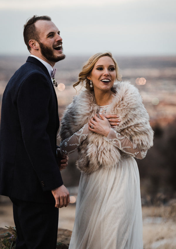 Blush / Beige Fur Shawl (Blair Blu02)