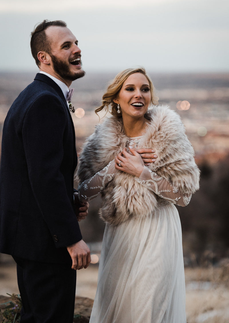 Blush / Beige Fur Shawl (Blair Blu02)
