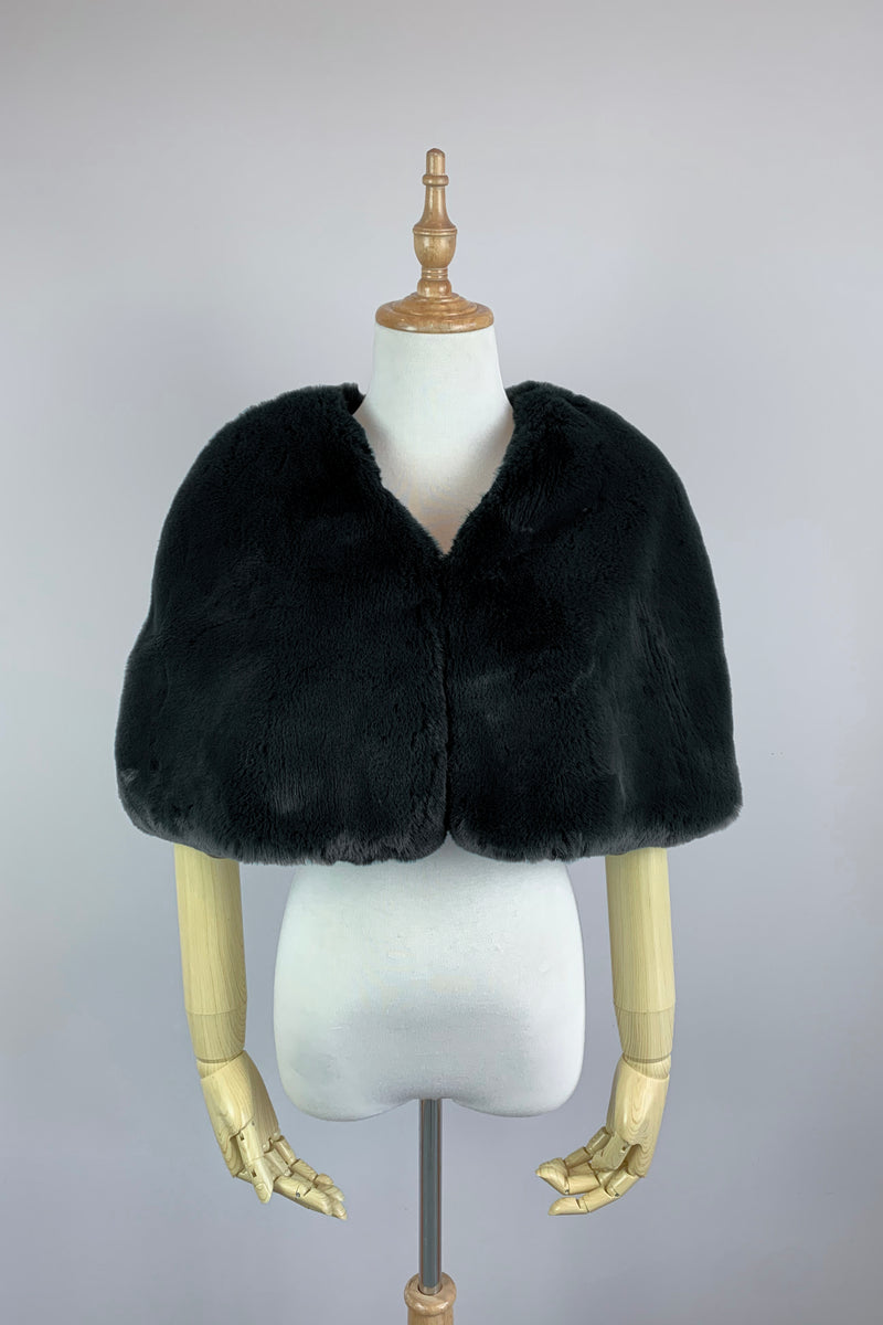 Custom Design Only - Black Faux Fur Bridal Cape (Georgina Blk05)