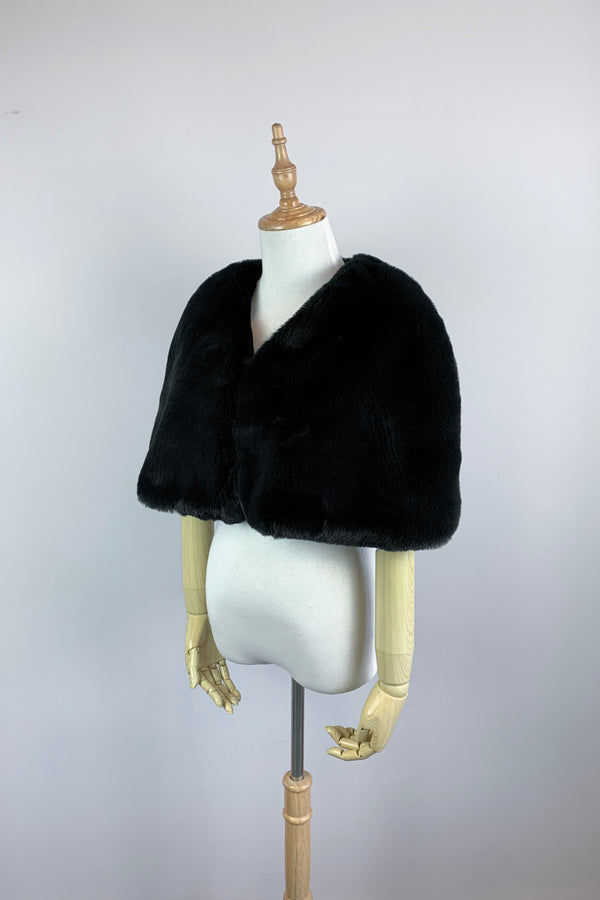 Custom Design Only - Black Faux Fur Bridal Cape (Georgina Blk05)