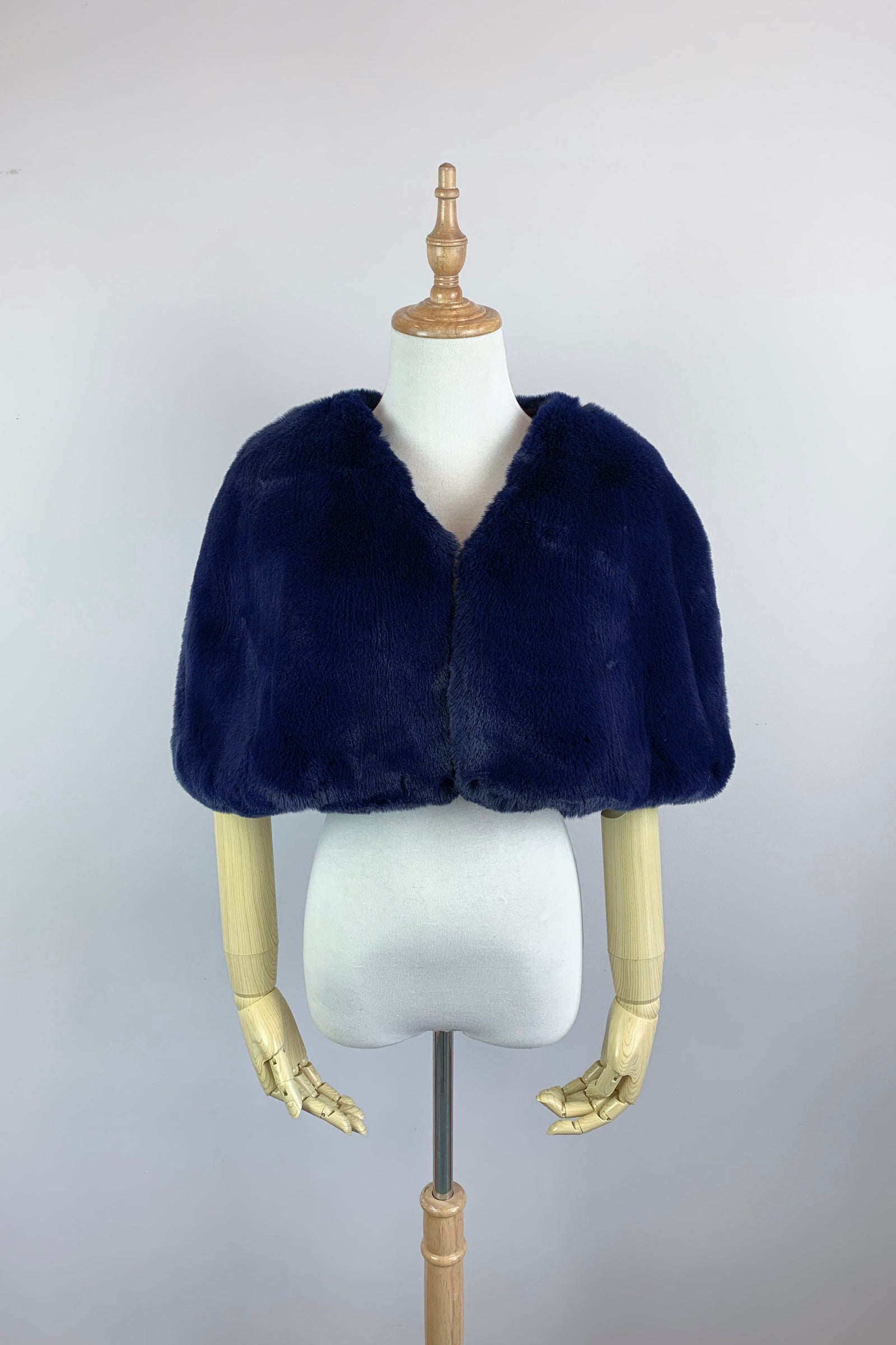 Navy Blu Faux Fur Bridal Cape Georgina Nvy05 CUSTOM ORDER ONLY