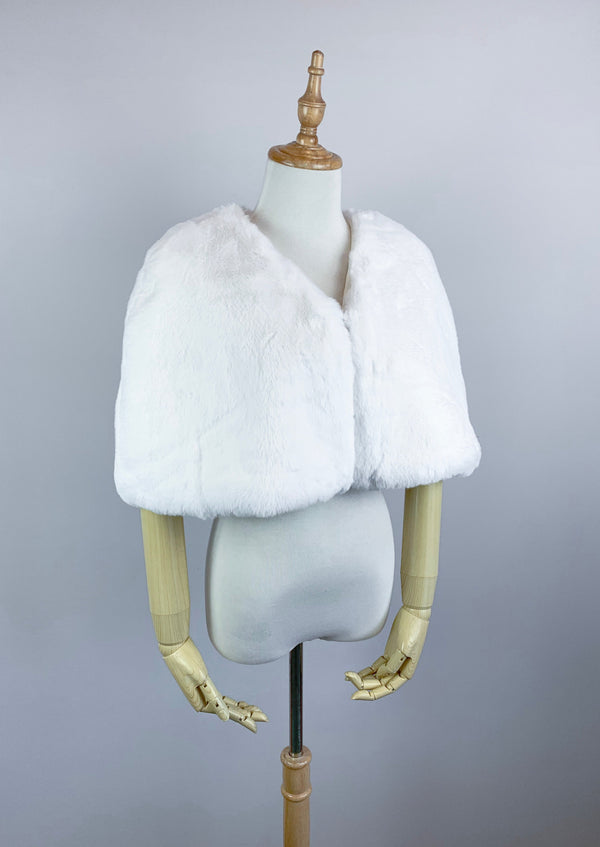 Ivory White Faux Fur Bridal Cape (Georgina Wht05)