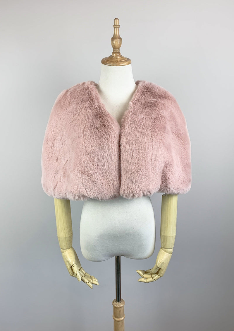 Pink Faux Fur Bridal Cape (Georgina Pin05)