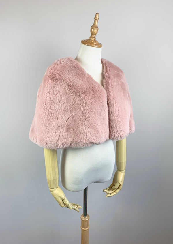 Pink Faux Fur Bridal Cape (Georgina Pin05)