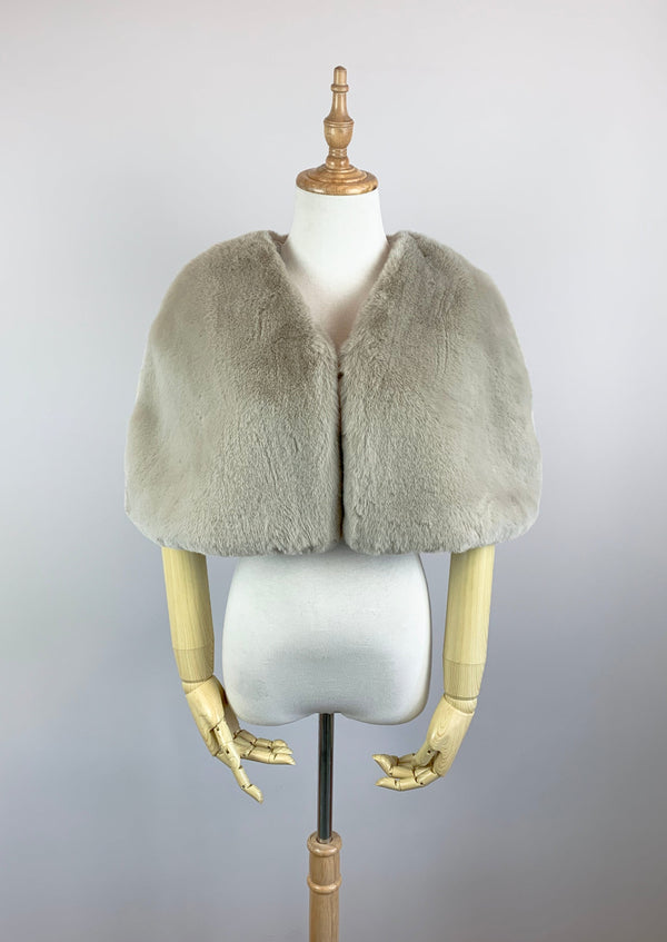 Light Gray Faux Fur Bridal Cape (Georgina LGry05)