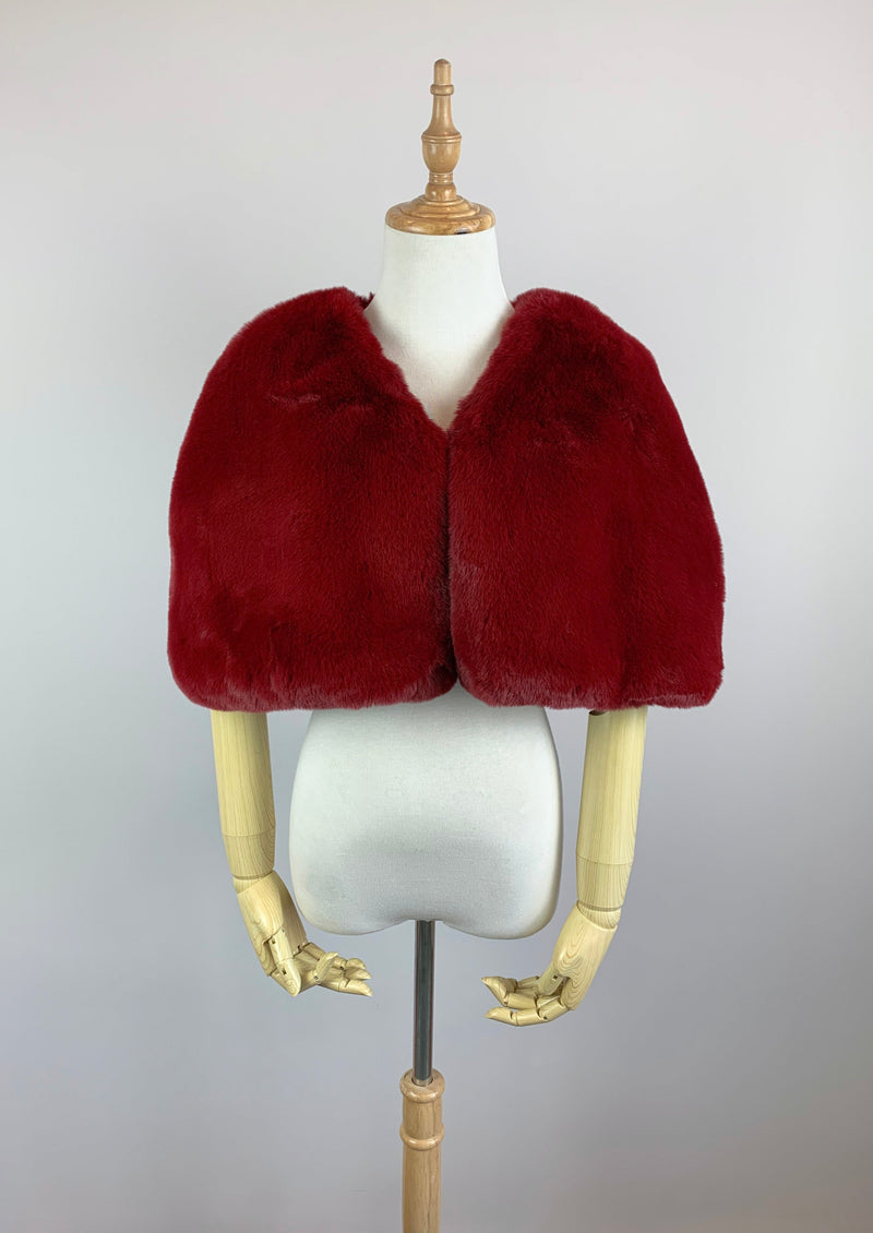 Red Faux Fur Bridal Cape (Georgina Red05)