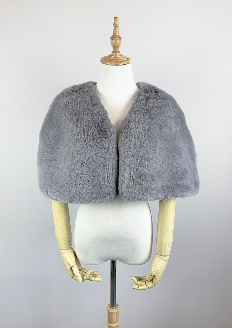 Gray Faux Fur Bridal Cape (Georgina Gry05)