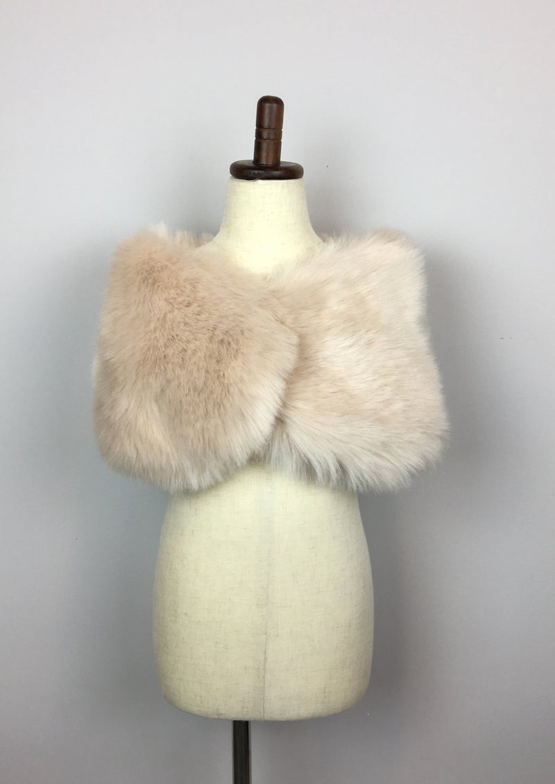 Beige Flower Girl Fur Wrap (Kid Blu01)