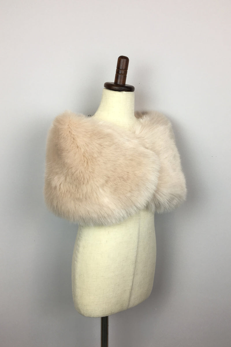 Beige Flower Girl Fur Wrap (Kid Blu01)