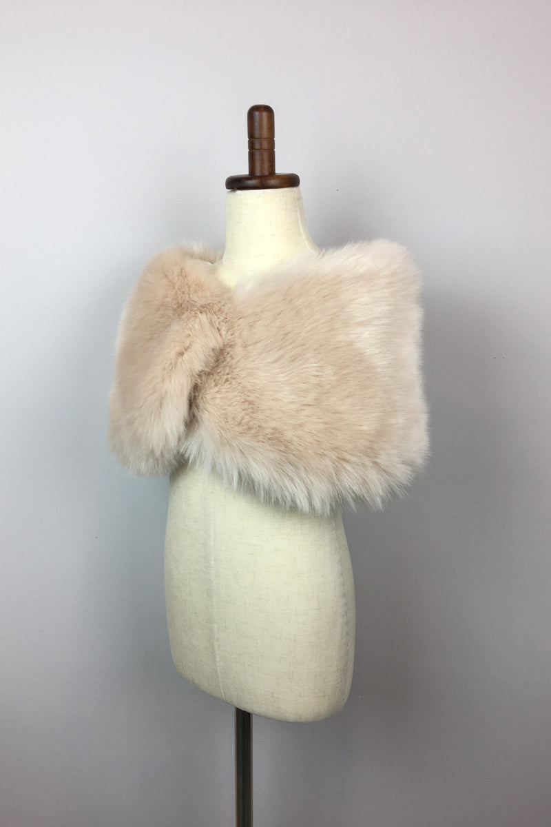 Beige Flower Girl Fur Wrap (Kid Blu01)