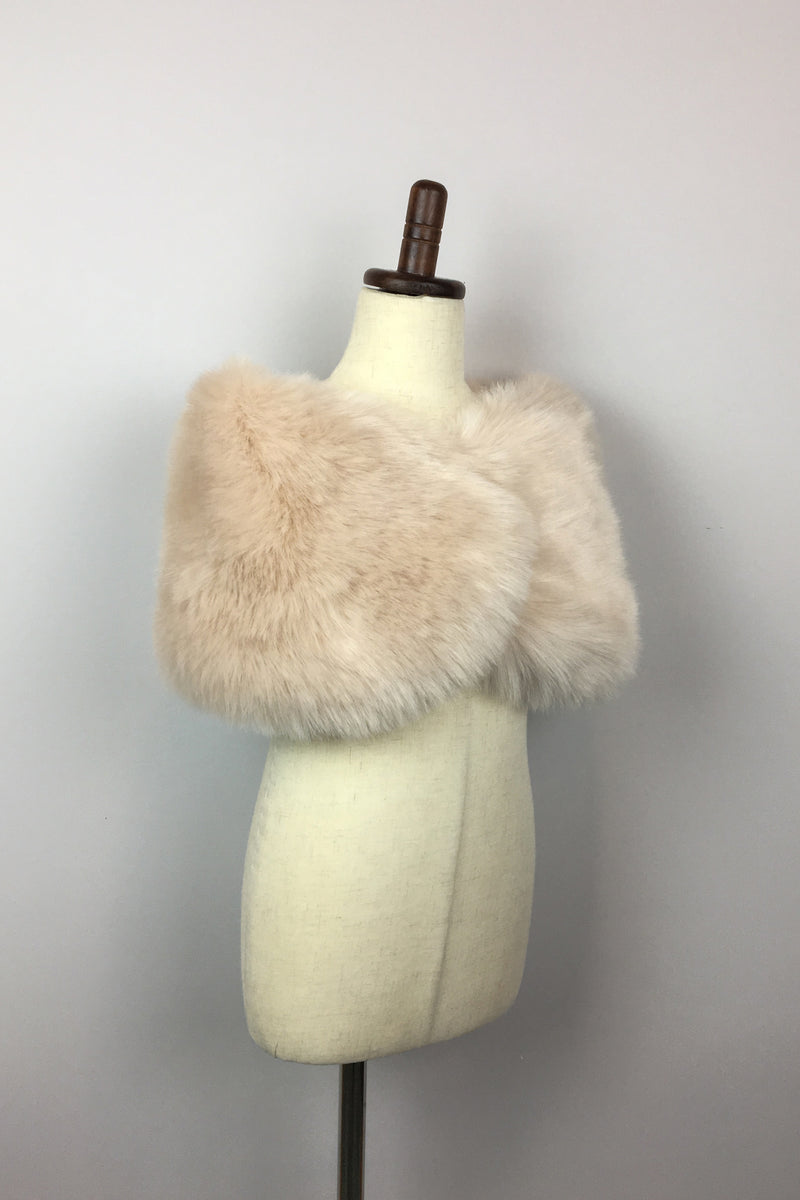 Beige Flower Girl Fur Wrap (Kid Blu01)