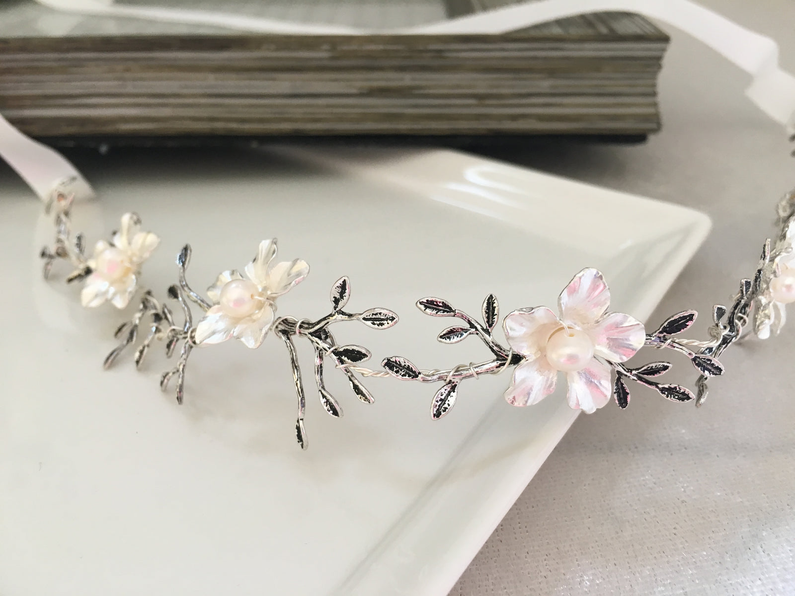 Floral handmade headband head sash tie bridal chic Bridal Headband Floral - Etsy main image 3