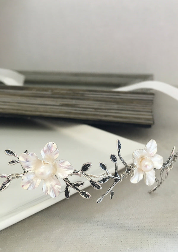 Metal Flower Wedding Headband / Bridal Hair Piece