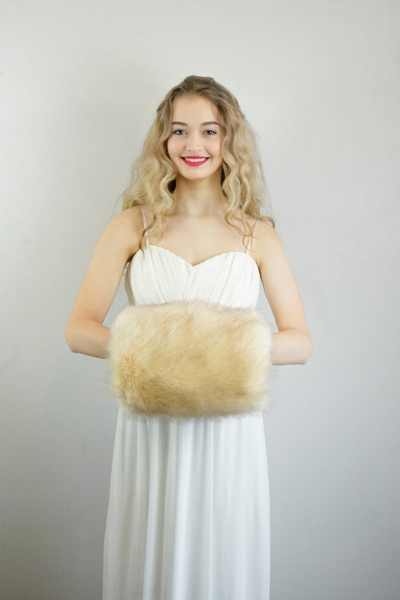 Faux Fur Muff with phone pocket and handle