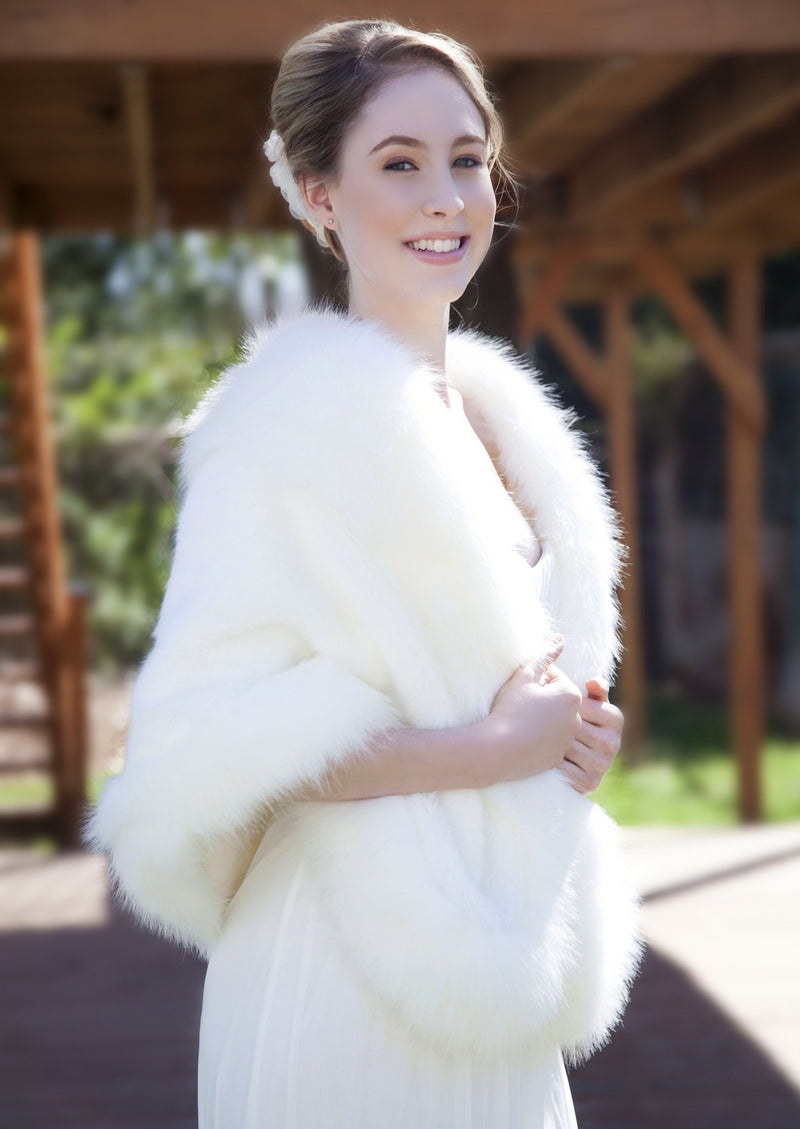 Ivory Bridal Fur Shawl (Butterfly Wht01)