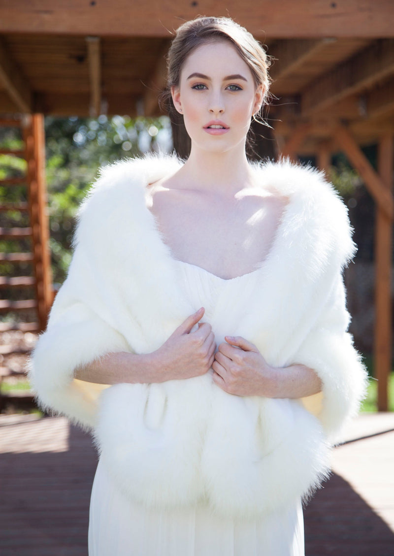 Ivory Bridal Fur Shawl (Butterfly Wht01)