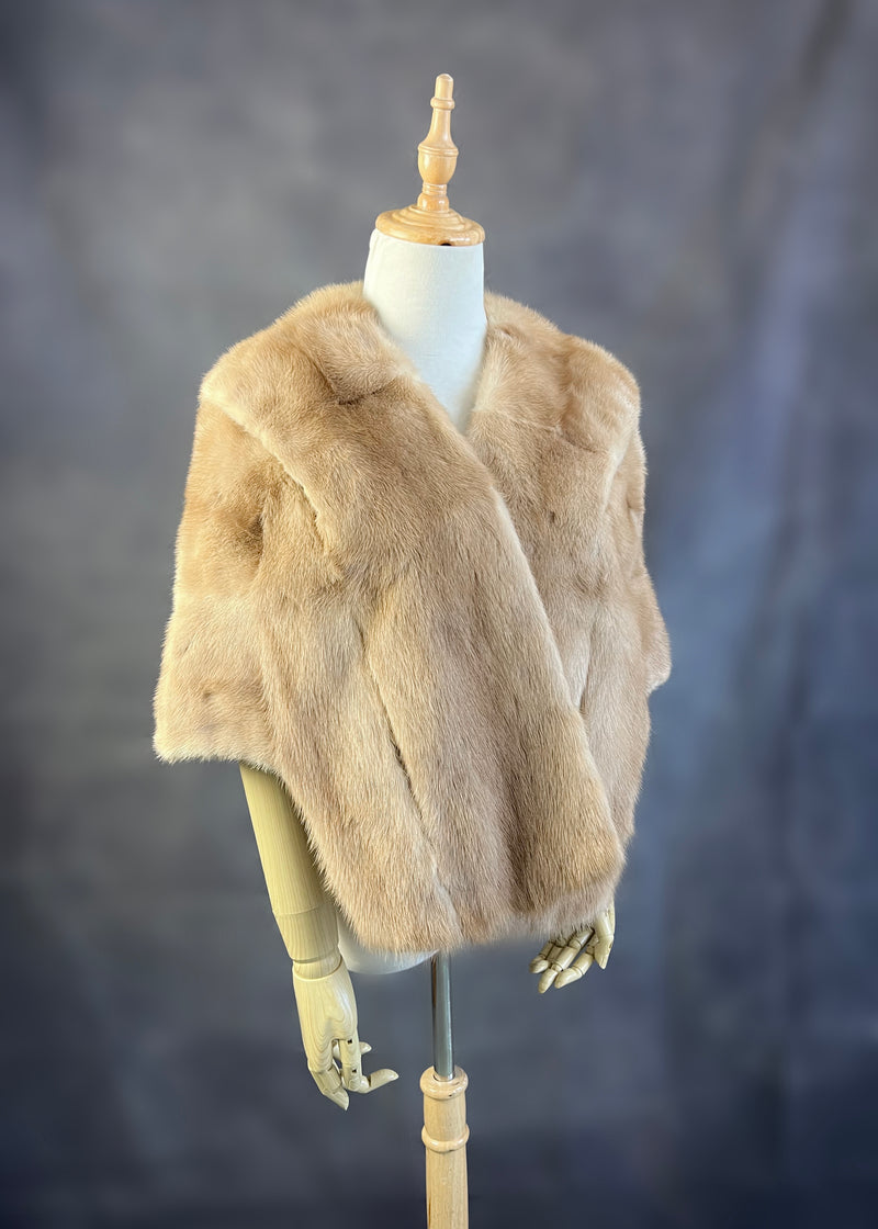 Luxury Vintage Inspired Fox Fur Stole , Faux Fur Shawl , Brown