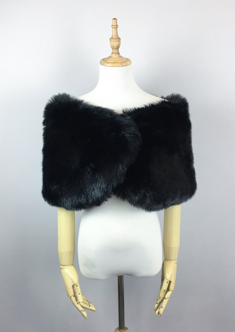 Black Faux Fur Wrap (Serena Blk01)