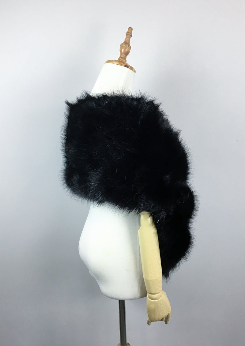 Black Wedding / Bridal Faux Fur Shawl (Lilian Blk03)