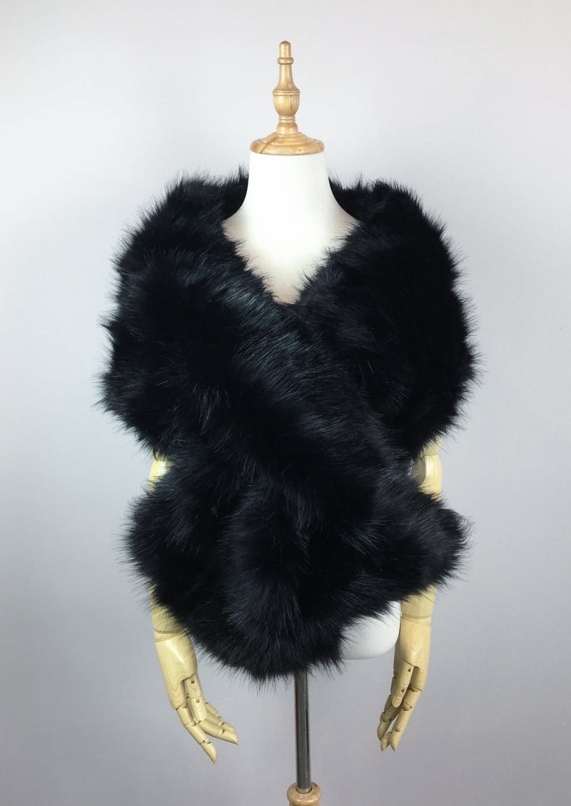 Black Wedding / Bridal Faux Fur Shawl (Lilian Blk03)