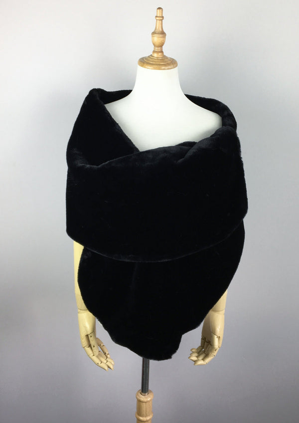 Black Double Side Fur Shawl (Jenny Blk05)