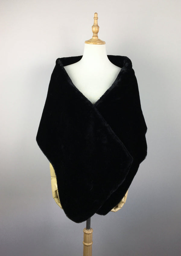 Black Double Side Fur Shawl (Jenny Blk05)