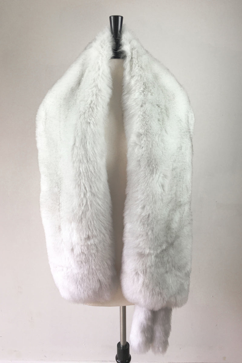 Light Gray / Silver with Black Tips Fur Shawl (Lilian LGry01)