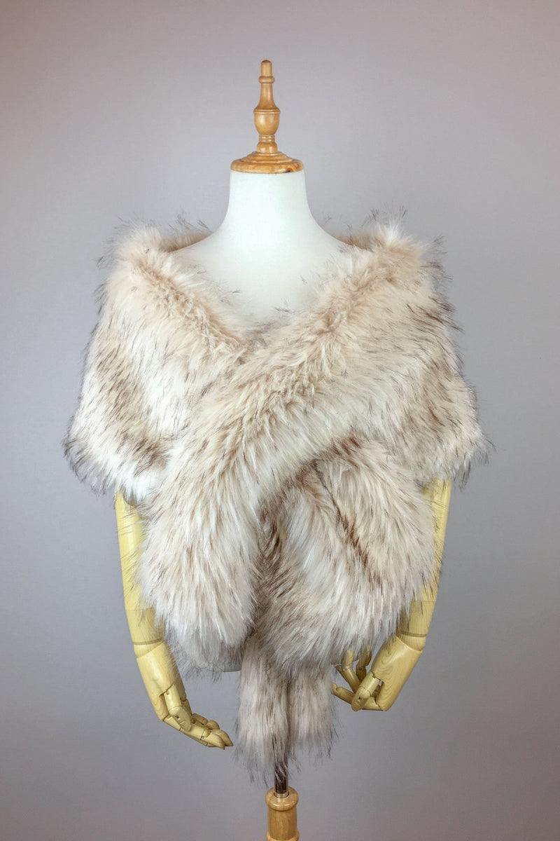 Blush / Beige Bridal Faux Fur Shawl / Stole (Lilian Blu02)