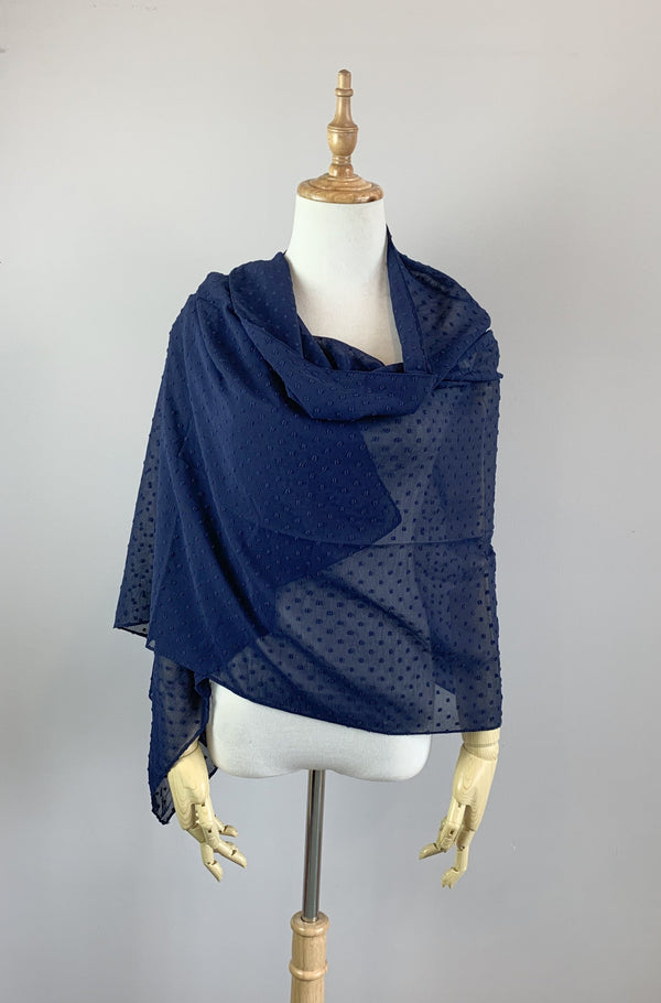 Navy Blue Long Scarf Cover Up