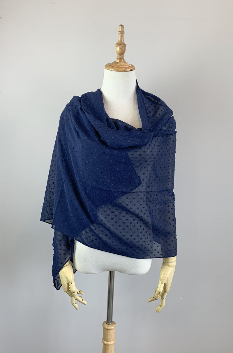 Navy Blue Long Scarf Cover Up