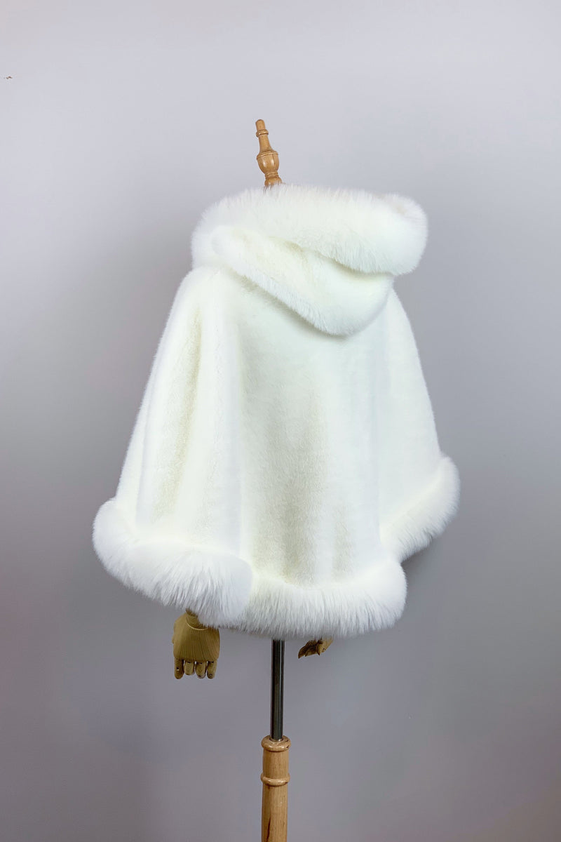 Ivory White Faux Fur Cape (Juliet Wht01)