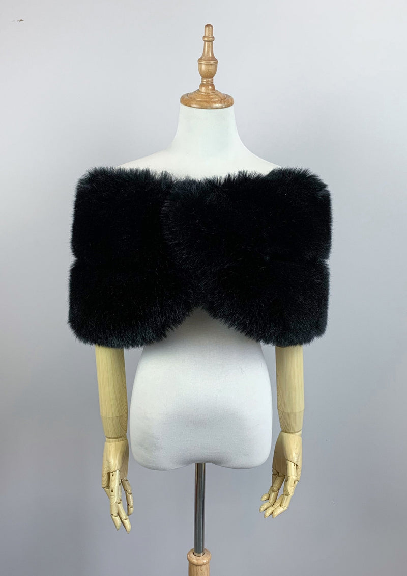 Black Faux Fur Wrap (Penelope Blk01)