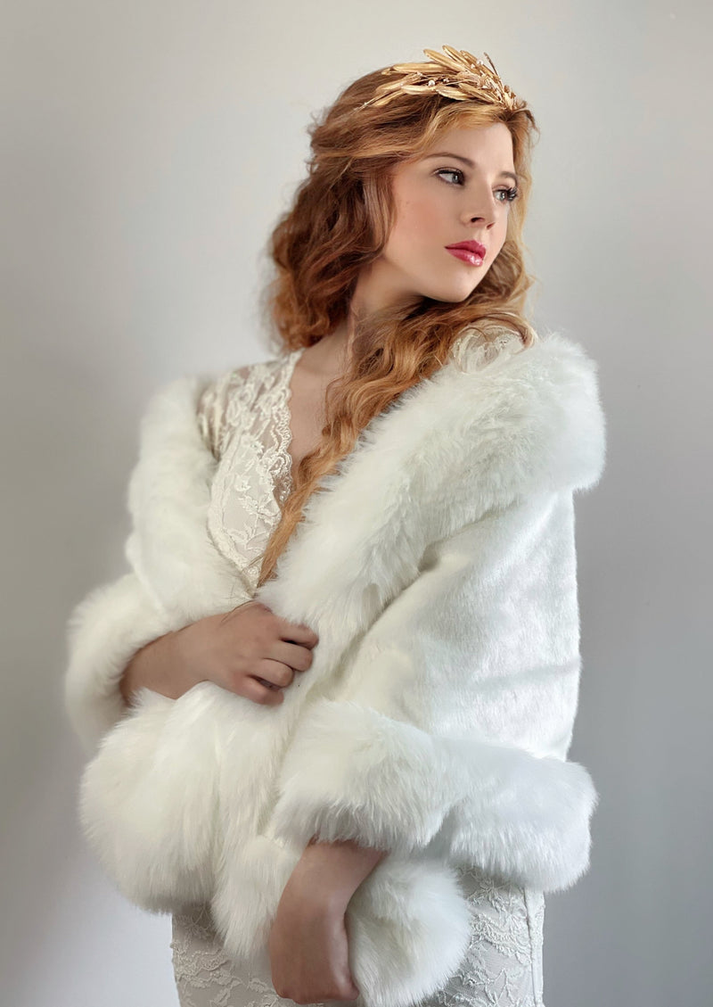 Ivory Bridal Fur Shawl (Butterfly Wht01)