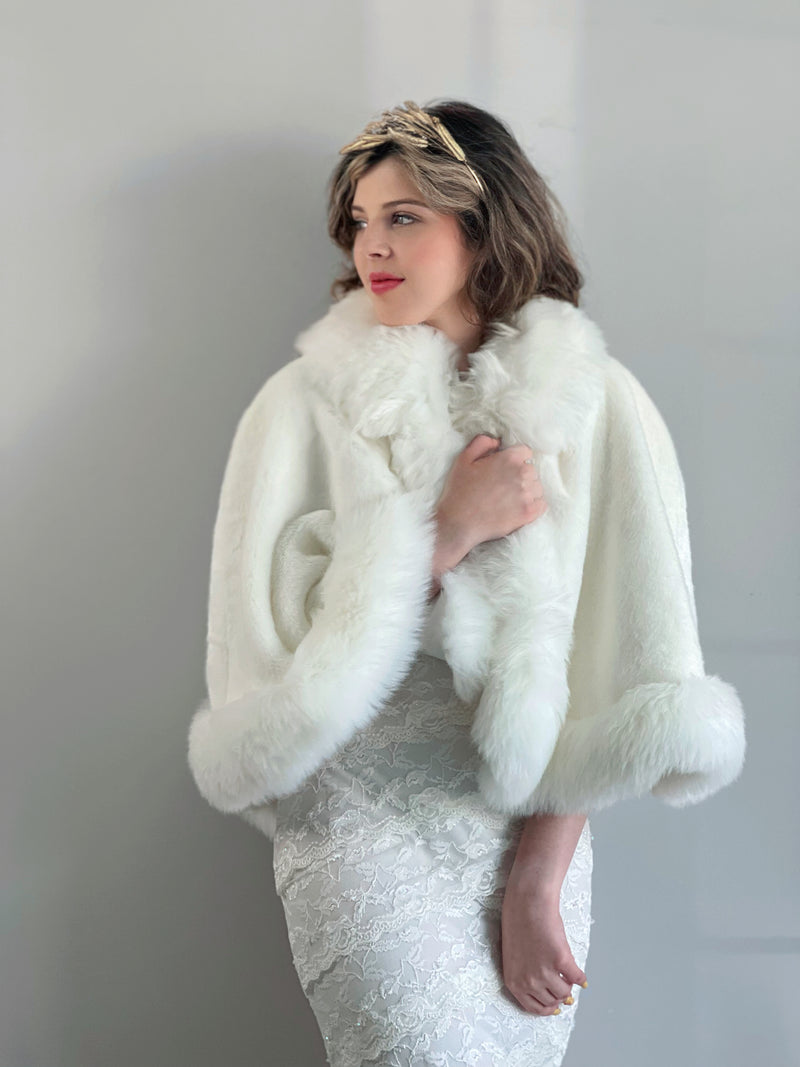 Ivory White Fur Cape (Jennifer Wht01)