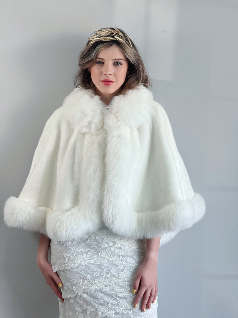 Ivory White Fur Cape (Jennifer Wht01) – Sissily Designs