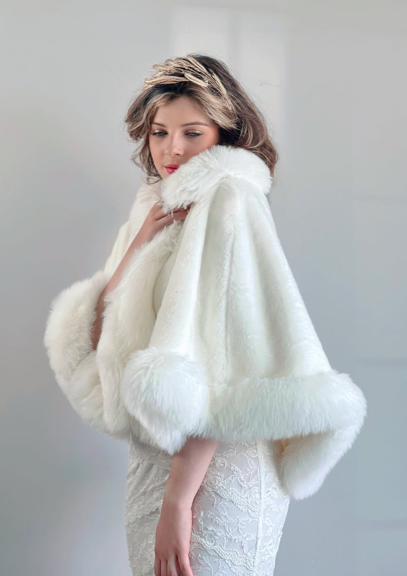 Ivory White Fur Cape (Jennifer Wht01)