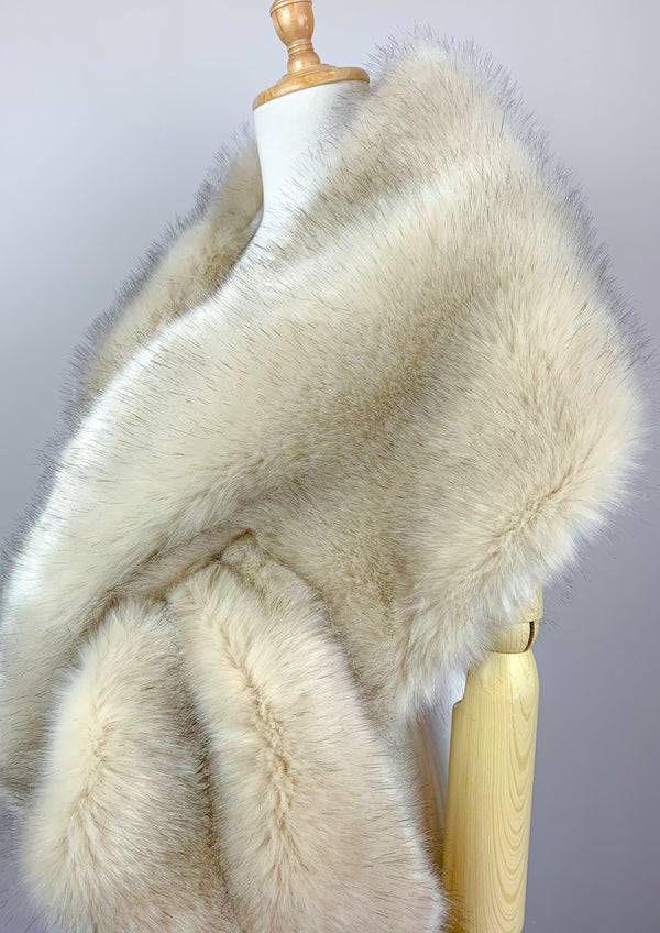 Blush / Beige Fur Shawl (Lilian Blu03)