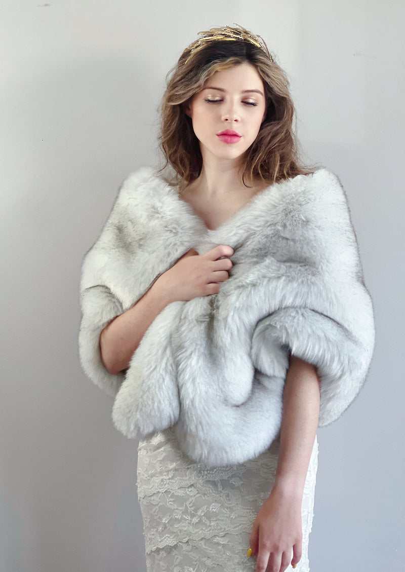 Light Grey Fur Shawl (Butterfly LGRY01)