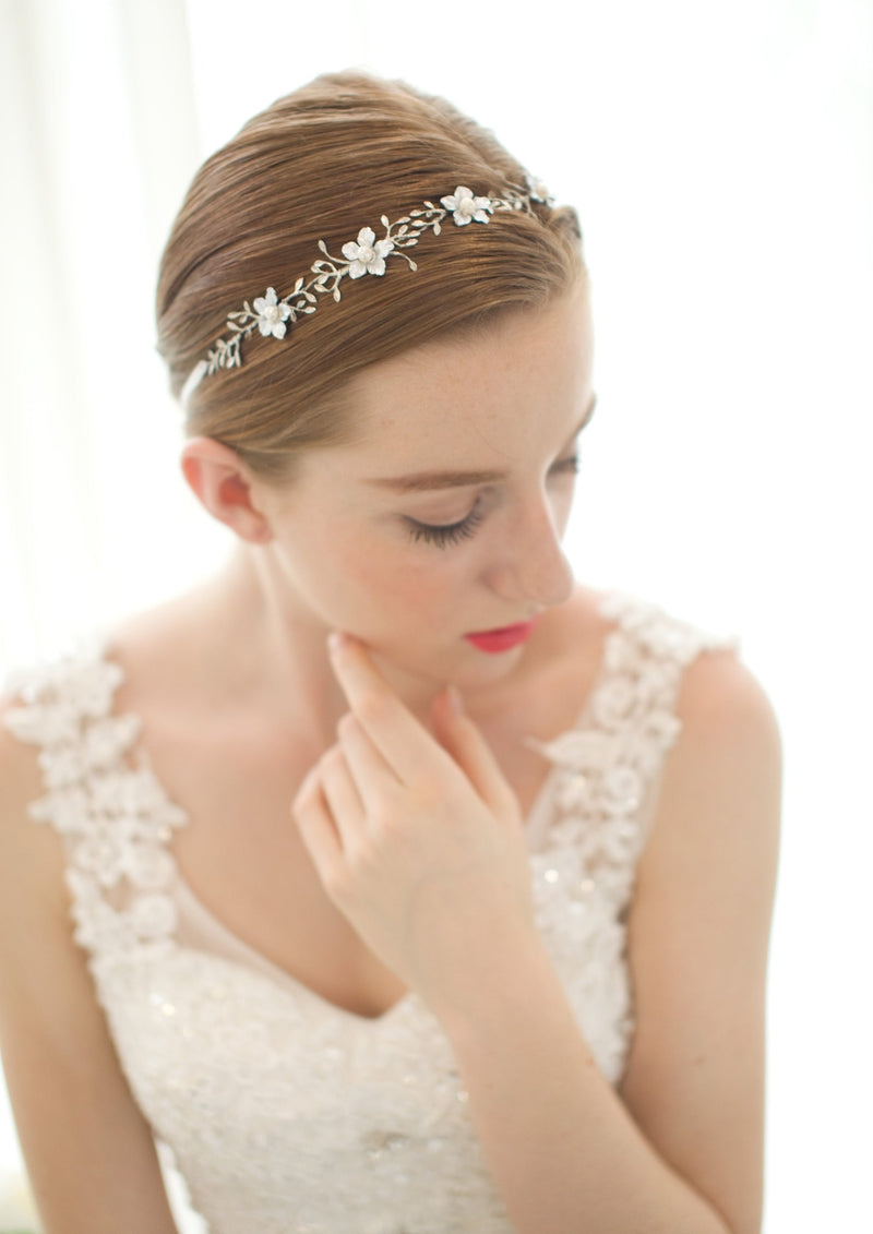 Metal Flower Wedding Headband / Bridal Hair Piece
