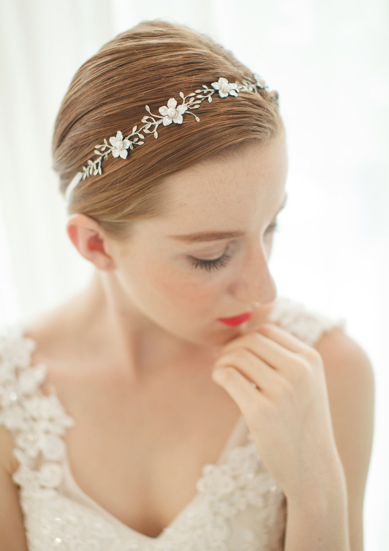 Metal Flower Wedding Headband / Bridal Hair Piece