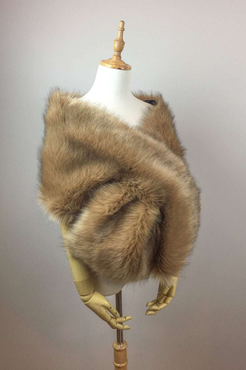 Sissily Designs Honey Brown Fur Shawl (Lilian LBrw03) X-Large