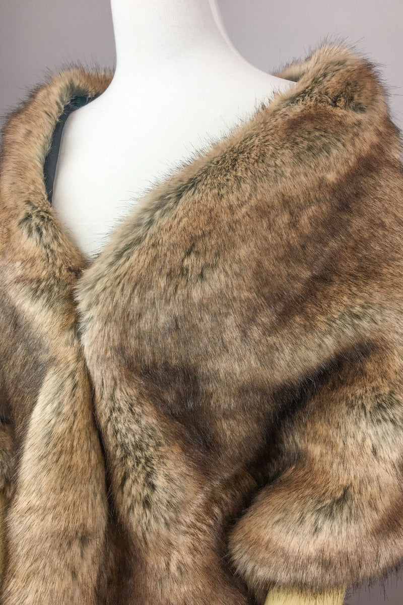 Brown Faux Fur Shawl (Butterfly Brw04)