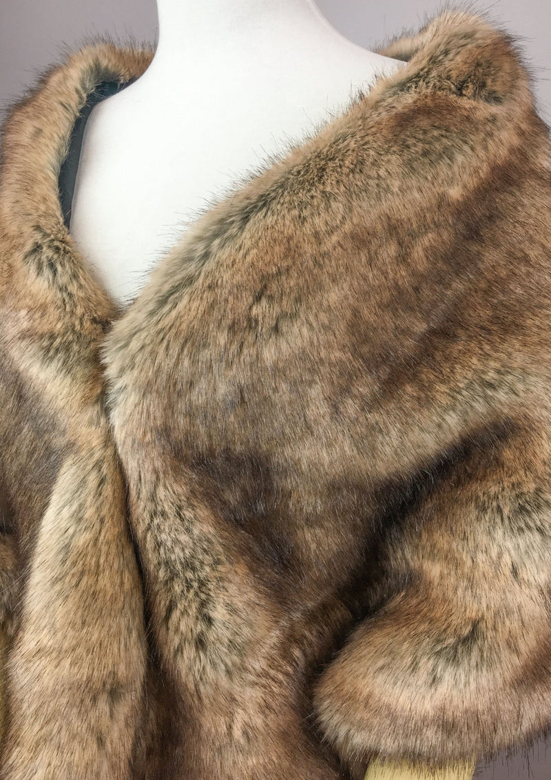 Brown Faux Fur Shawl (Butterfly Brw04)