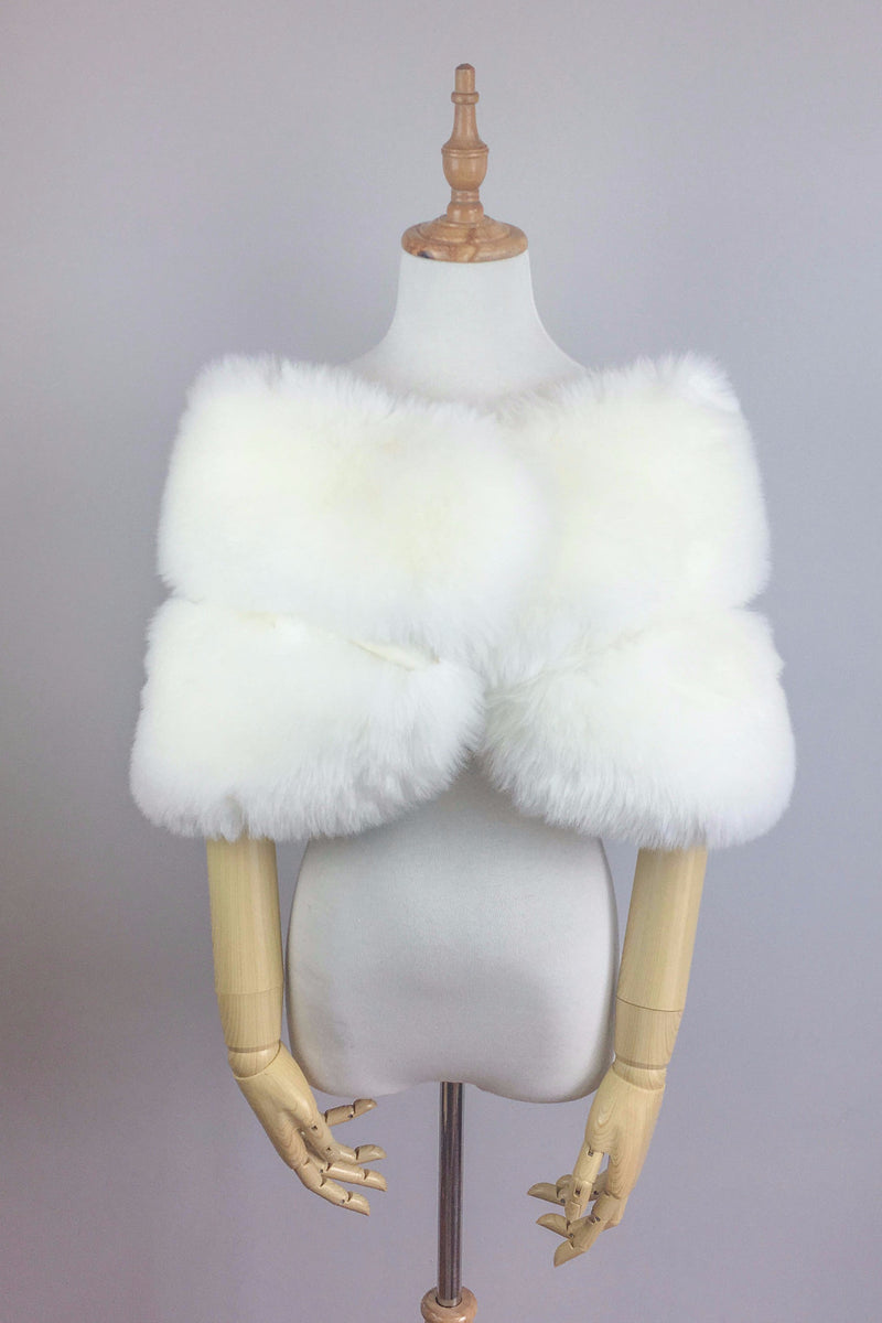 Ivory White Fur Wrap (Penelope Wht01) – Sissily Designs